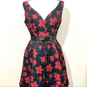 Cocktail Party Prom Dress Sleeveless Sweetheart Red Floral Dress Shelby Nites 6